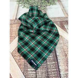 Lands End Green Plaid Cotton Dog Medium  Bandana Festive Holiday 5874874 Pet